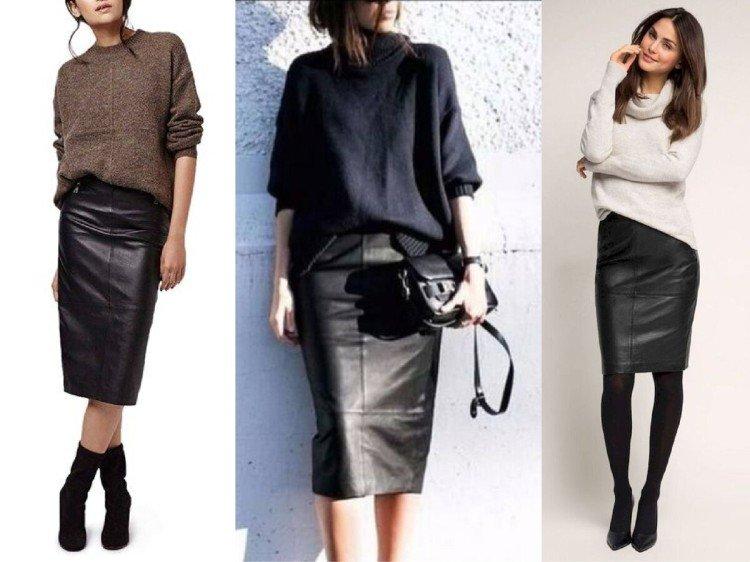 С чем носить кожаную юбку - фото и идеи