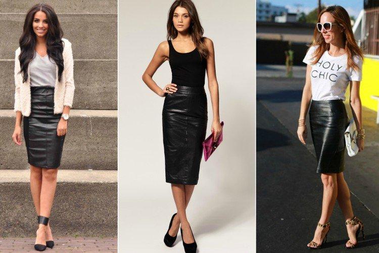 С чем носить кожаную юбку - фото и идеи