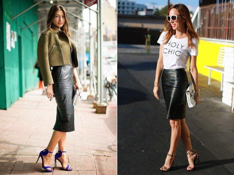 Модные кожаные юбки 2021 - фото и идеи
