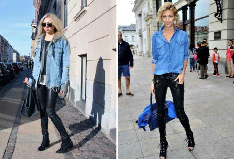 Кожаные брюки и деним