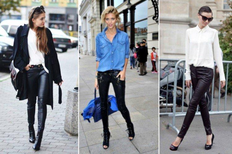 С чем носить кожаные брюки - фото и идеи