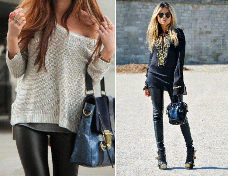 С чем носить кожаные брюки - фото и идеи