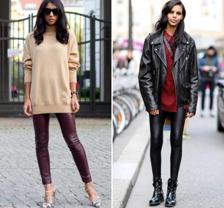 С чем носить кожаные брюки - фото и идеи