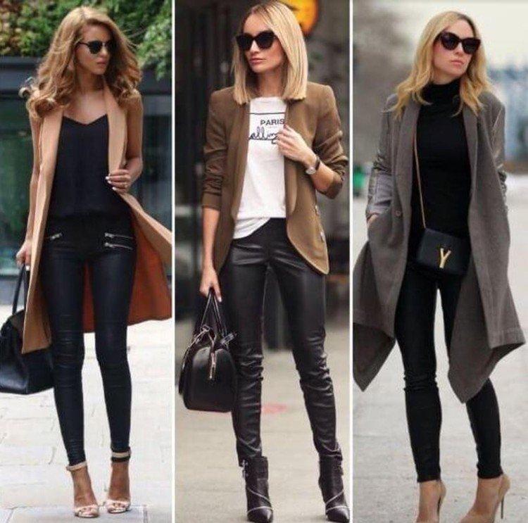 С чем носить кожаные брюки - фото и идеи