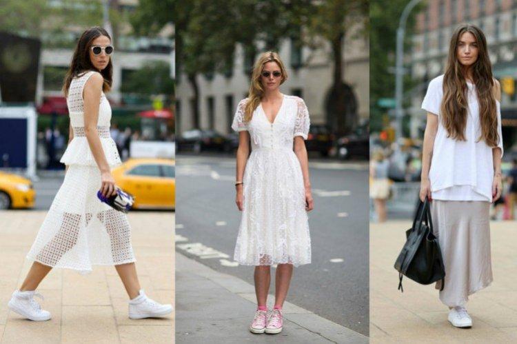 Платье с кроссовками или кедами - фото