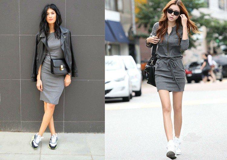 Платье с кроссовками или кедами - фото