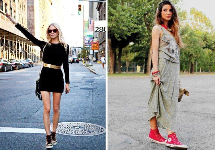 Платье с кроссовками или кедами - фото