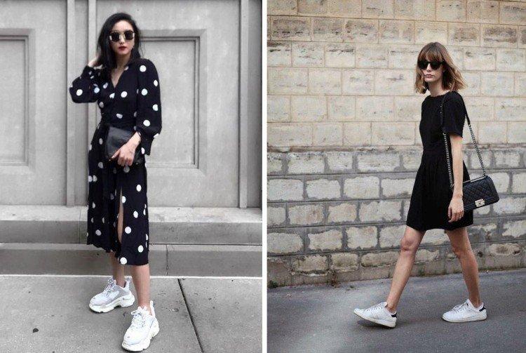 Платье с кроссовками или кедами - фото