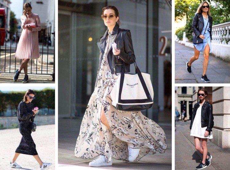 Платье с кроссовками или кедами - фото