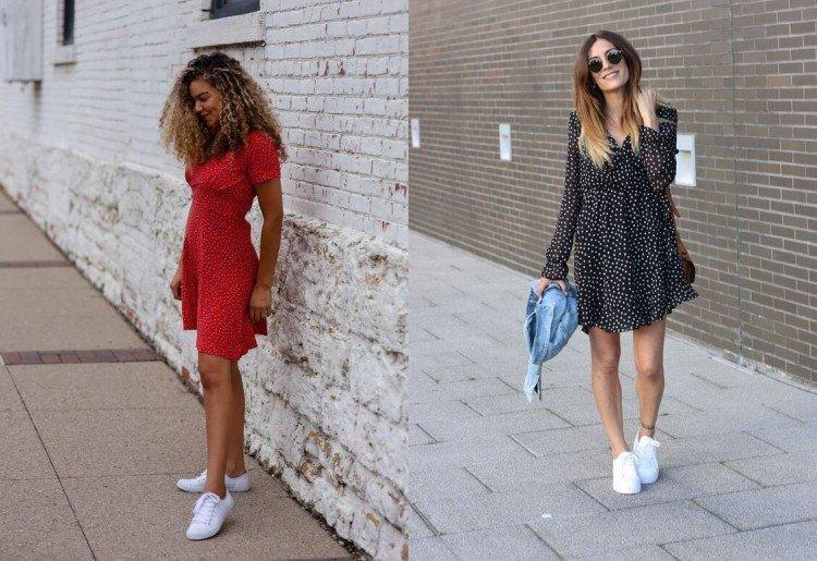 Платье с кроссовками или кедами - фото