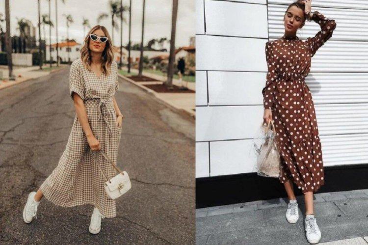 Платье с кроссовками или кедами - фото