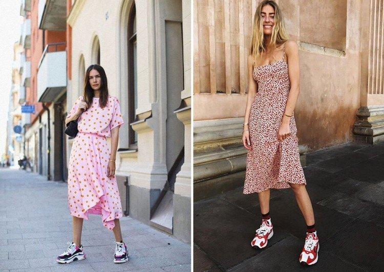Платье с кроссовками или кедами - фото