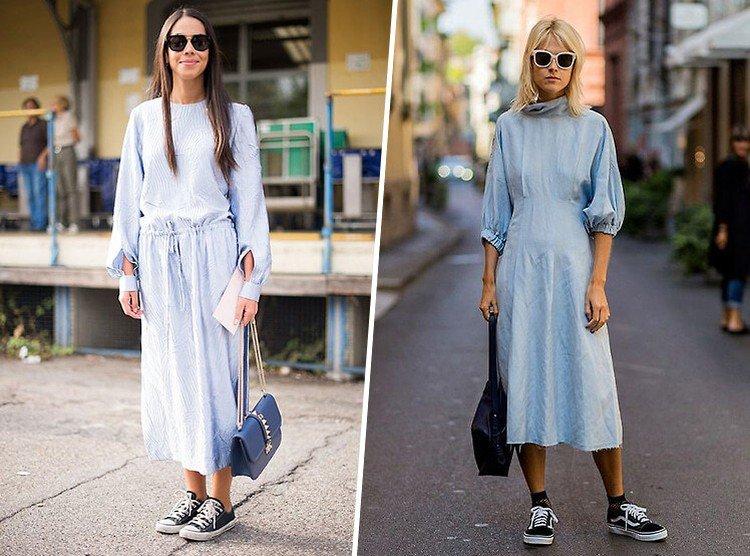 Платье с кроссовками или кедами - фото