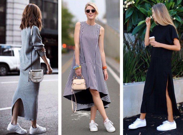 Длинное платье с кедами