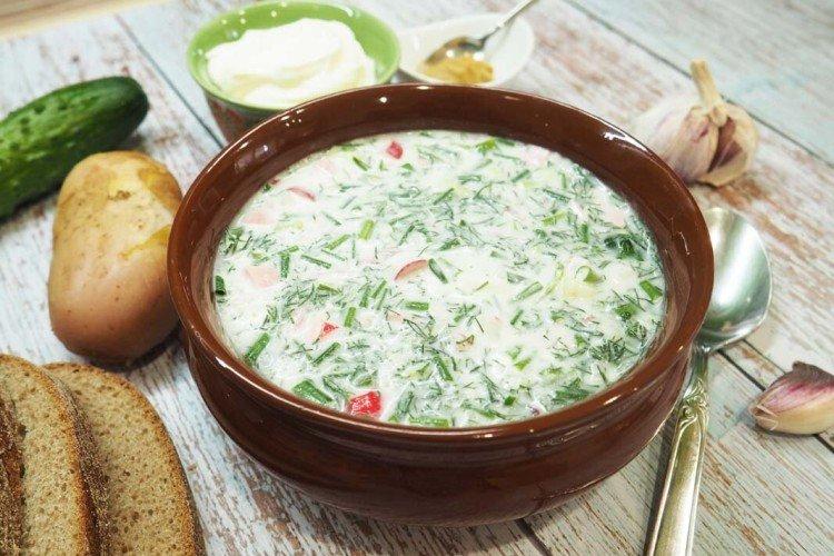 Окрошка с фасолью