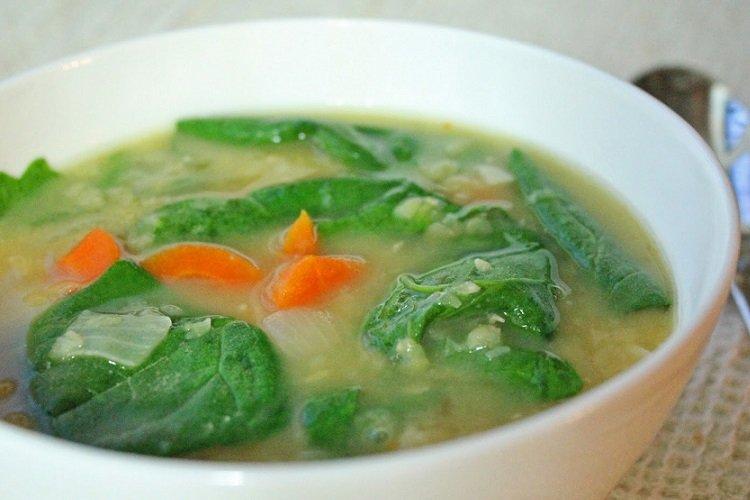 Суп с замороженным шпинатом
