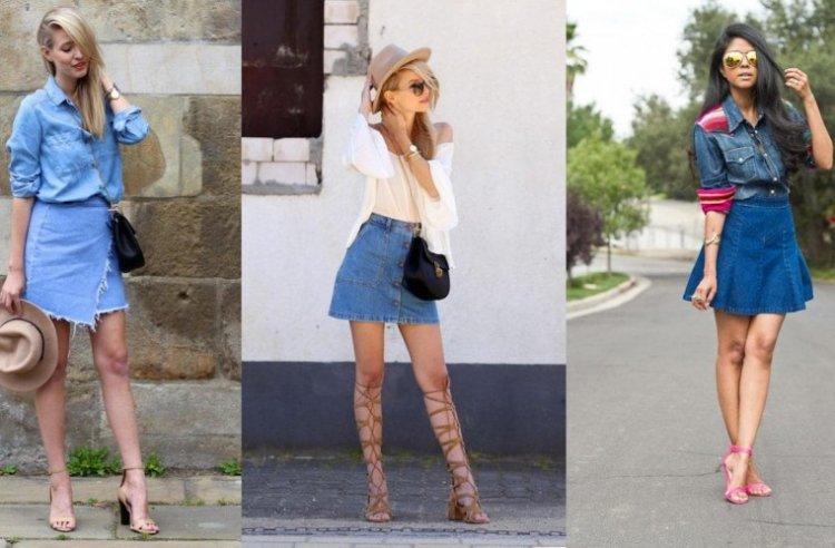 Джинсовая юбка на высокой посадке