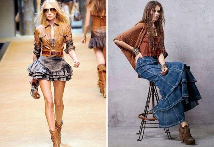 Джинсовая юбка с оборками