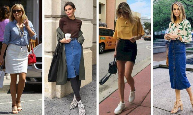 Модные джинсовые юбки 2021 - фото