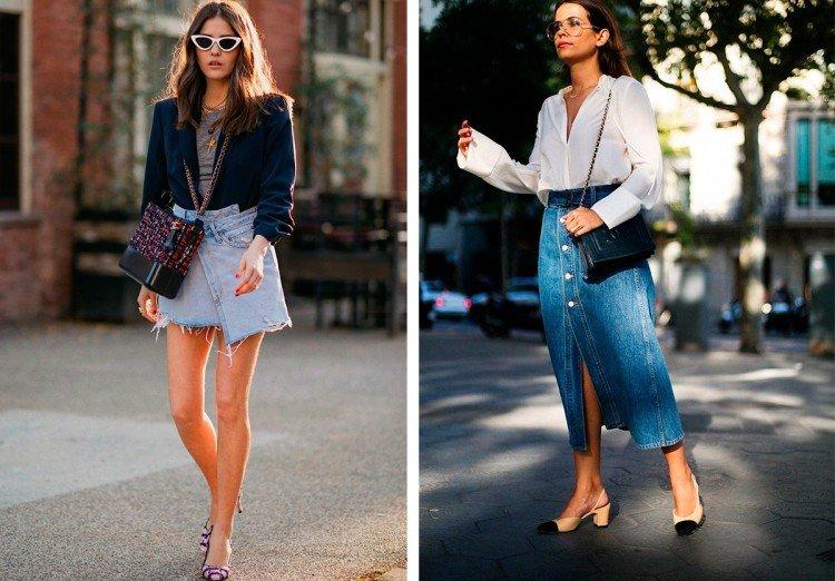 Модные джинсовые юбки 2021 - фото