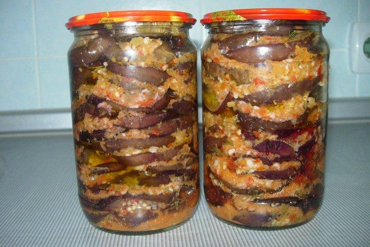 Салат с жареными баклажанами на зиму