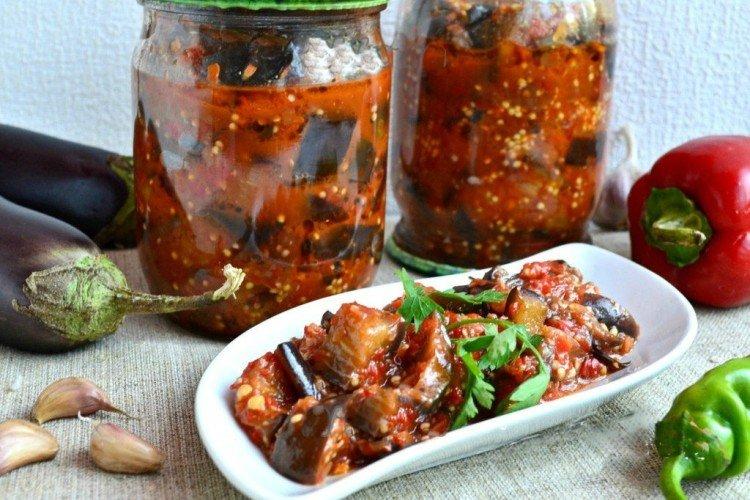 Салат на зиму из запеченных баклажанов