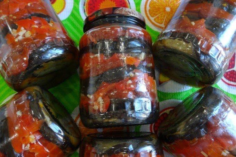 Баклажаны с помидорами и чесноком на зиму
