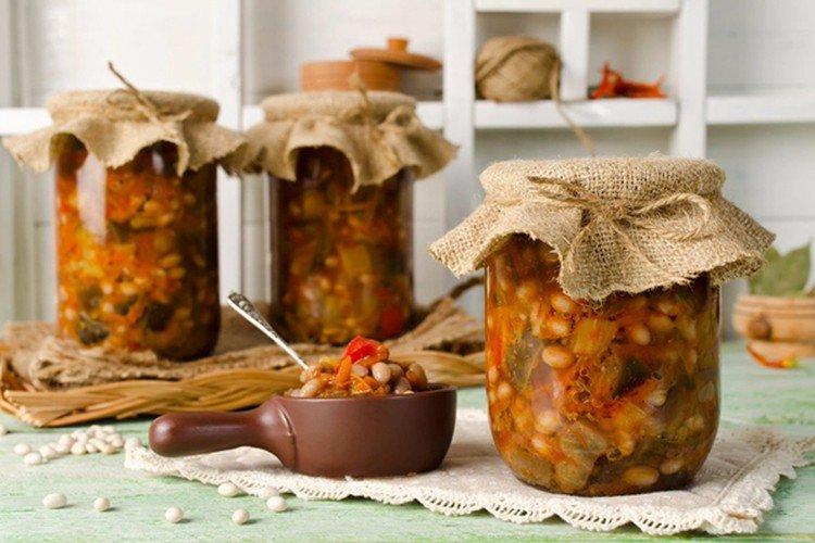 Баклажаны с фасолью на зиму