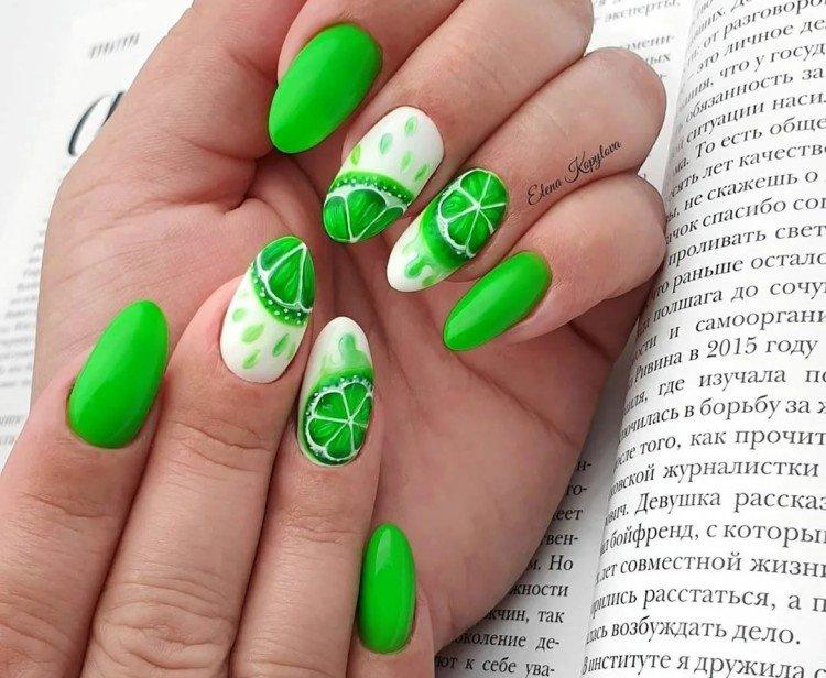 Неоновый маникюр с рисунками