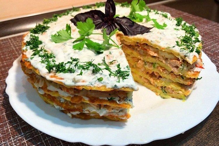 Кабачковый торт с сыром и сметаной