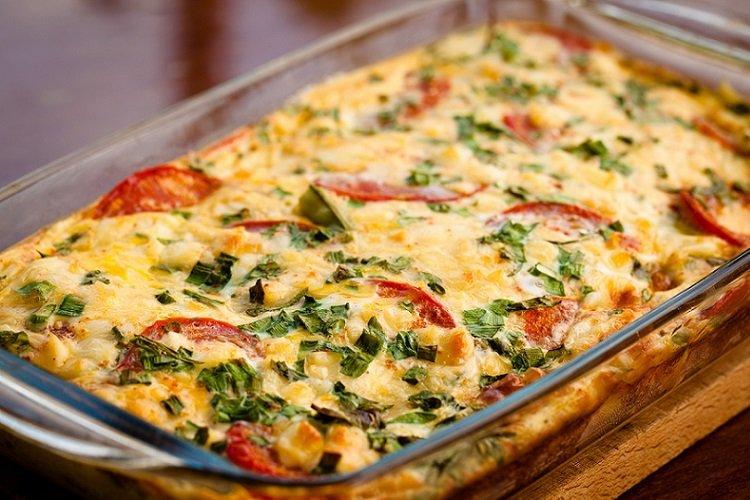 Кабачки, запеченные с помидорами и фаршем