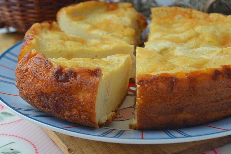 Ленивый заливной пирог с творогом