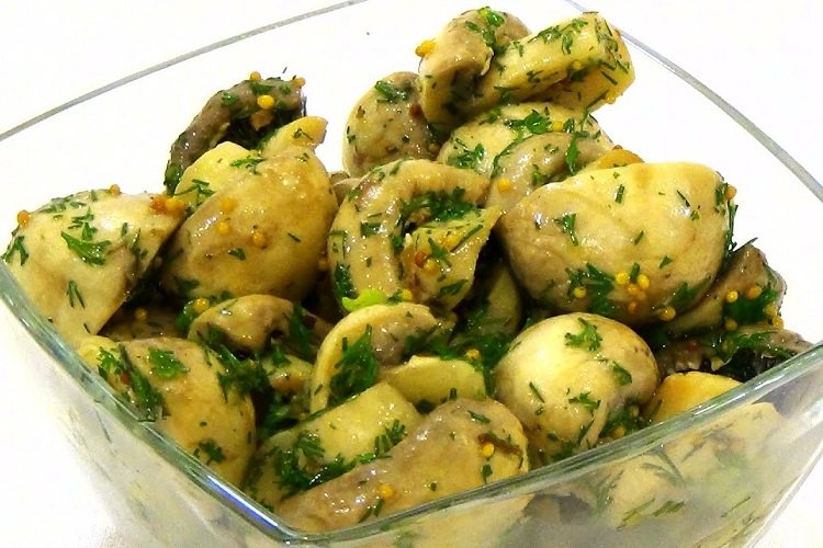 Острые шампиньоны в горчичном маринаде