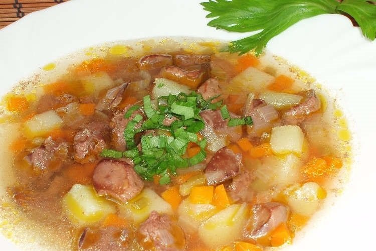 Гречневый суп с куриной печенью