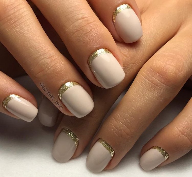 Обратный френч с блестками