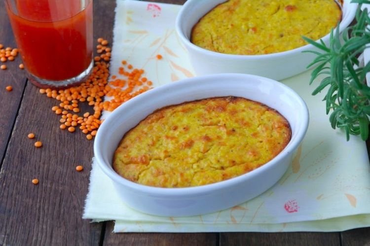 Запеканка из чечевицы с тыквой