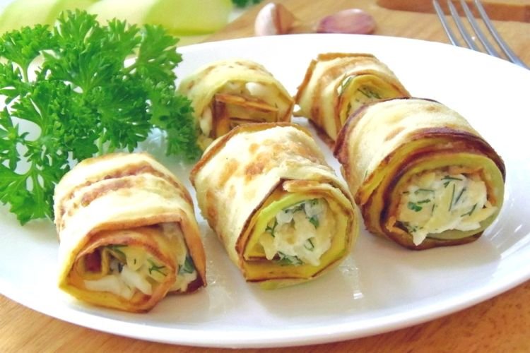 Жареные кабачки с творогом