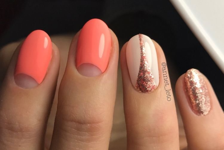 Красный и розовый маникюр
