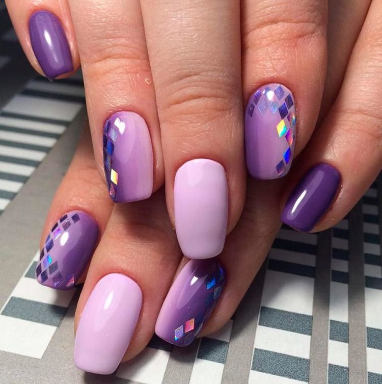 Сиреневый и фиолетовый маникюр