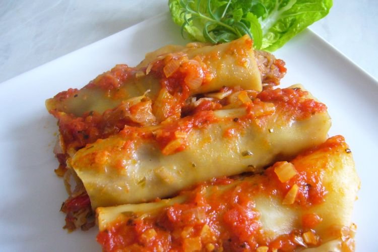 Постные каннеллони с грибами