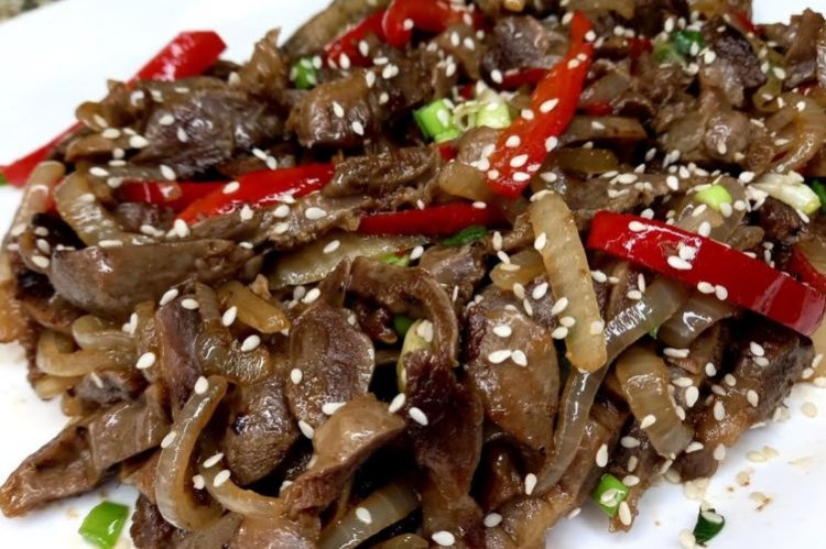 Куриные желудки с соусом терияки