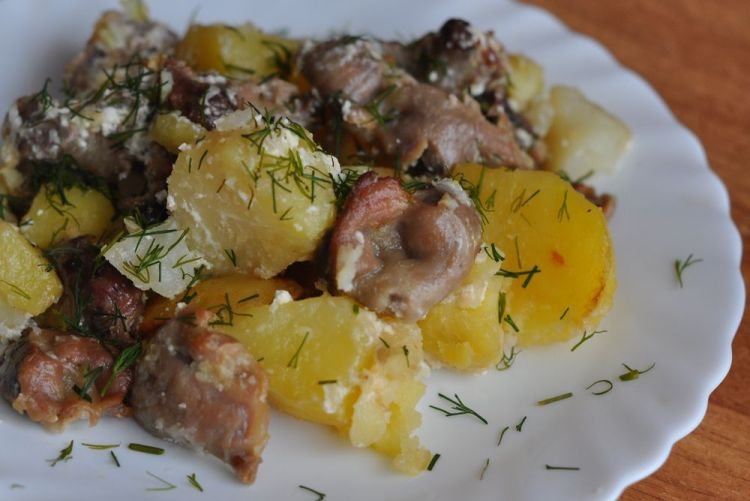 Куриные желудки в духовке