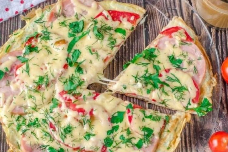 Пицца из лаваша с ветчиной и фетой