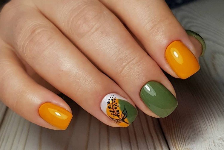 Желтый и оранжевый маникюр