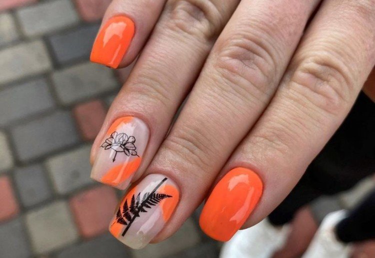 Желтый и оранжевый маникюр