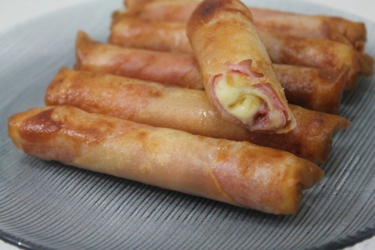 Жареные рулетики из ветчины