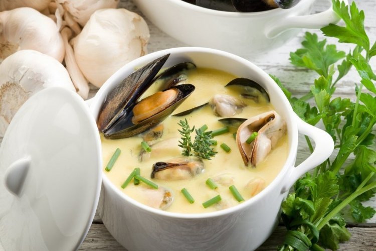 Сливочный суп с мидиями