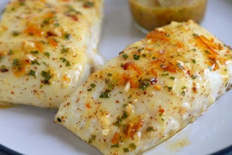 Палтус с дижонской горчицей в духовке