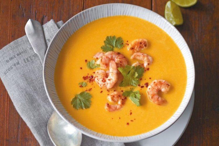 Крем-суп из тыквы с креветками