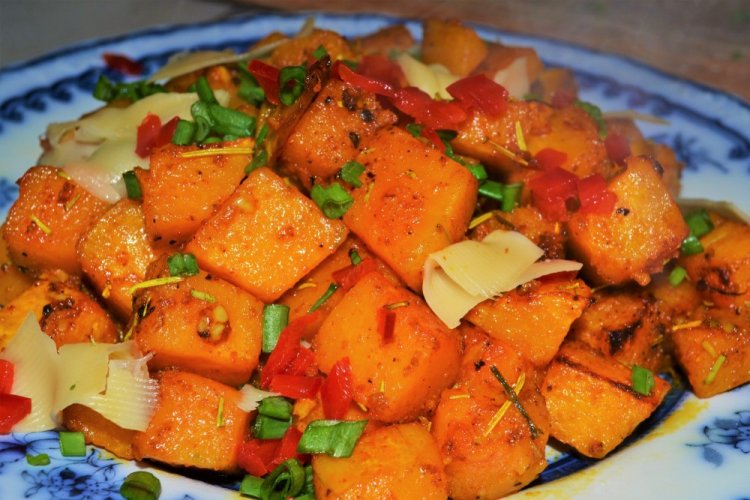 Тыква кусочками по-деревенски